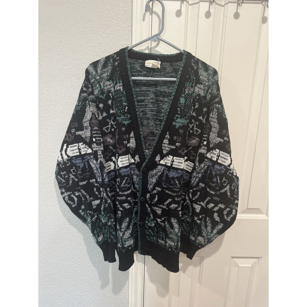 Mens Geometric Cardigan Southwest Vintage 90s Grunge‎ Cobain Cosby Funky Aztec